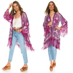 New arnhem azalea kimono robe pink XS/S tassel NWT